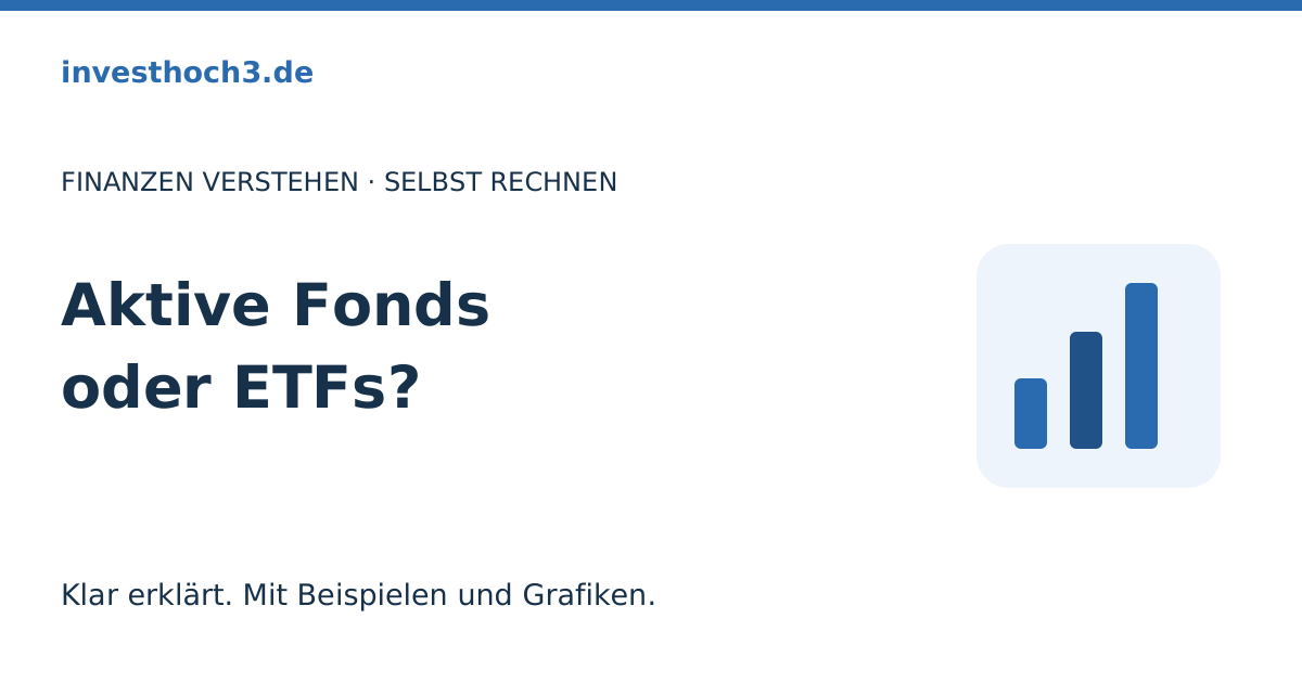 Titelgrafik: Aktive Fonds oder ETFs?